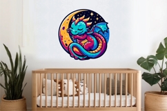 Cute Sleeping Dragon on Crescent Moon Product Image 3