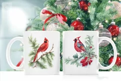 Watercolor Cardinal cliparts. 2 PNG sublimation Product Image 4