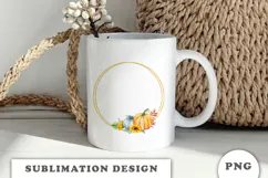 Watercolor Autumn Pumpkins Gold Frame png Product Image 3