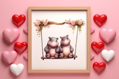 Valentine Animal On Swings Clipart, Valentine Animal Clipart Product Image 3
