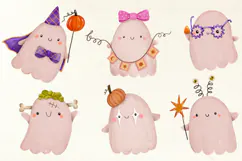Cute Halloween Ghost Clipart , Hand Drawn Spooky Digital Product Image 3
