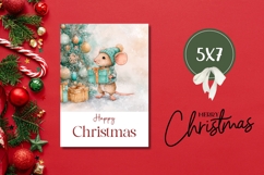 Watercolor Christmas Mouse Greeting Card Print Product Image 3