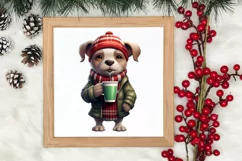 Christmas Dog And Coffee Clipart, Christmas Clipart Product Image 3