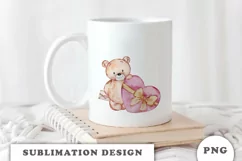 Watercolor Valentine's Day Teddy Bear PNG Product Image 3