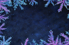 Frosted Neon Pine Winter Border Background Product Image 1