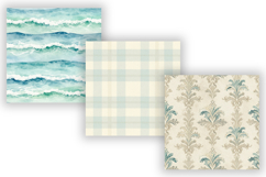Ocean Breeze Digital Paper Pack, Coastal Wave Seamless Product Image 3