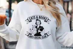 CATS & BOOKS ANTI-SOCIAL CLUB PNG Product Image 1