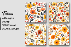 Autumn Poppy Floral Digital Paper Product Image 3