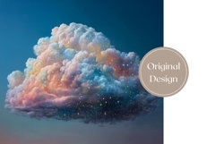 Glitter Clouds Tumbler Wrap Design, Night Sky Tumbler PNG Product Image 3