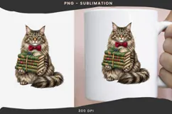 Christmas bookish cat png design for T-shirts Product Image 3