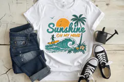 Sunshine on my mind PNG, Retro Beach PNG Sublimation Design Product Image 3