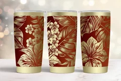 20oz Tumbler laser svg Hibiscus wrap|Tropic Flowers pattern Product Image 1