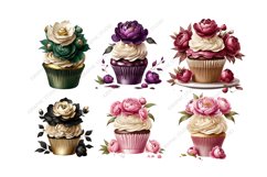 Floral Cupcake Clipart, Peony Product Image 3