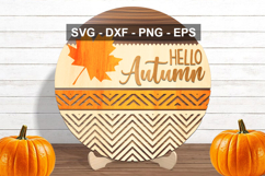 Hello Autumn Round Door Sign SVG | Layered Fall File Product Image 2