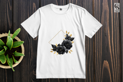 Black Gold Floral Frame Watercolor Clipart Sublimation PNG Product Image 2