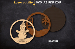 Christmas Ornament Snowman SVG laser cut file for Glowforge Product Image 3