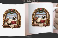 Christmas bookish cat png design for T-shirts Product Image 3