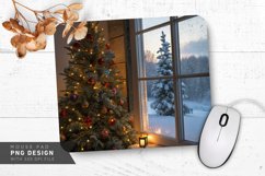 Holiday Cheer Tree and Frosty Window Mouse Pad PNG Product Image 1