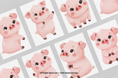 15 Bundle Watercolor Baby Pig Pink Cute Hog Farm Sticker Product Image 3