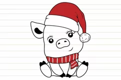 Baby Pig Santa Hat Svg Christmas Svg Christmas Animal Svg Product Image 6