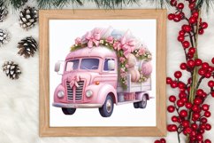 Pink Christmas Car clipart Sublimation, Christmas clipart Product Image 3