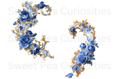 Blue Toile, Ephemera, PNG, Clipart, Junk Journal, flowers Product Image 3