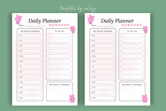 Kawaii Daily Planner Template Canva - Cute Pink Bunny Hourly Product Image 3