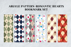 Argyle Pattern Romantic Hearts Bookmark,Preppy Plaid Bookmar Product Image 3