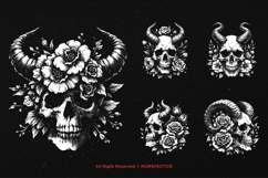 10 Bundle Dark Art Skull Horn and Floral Flower Rose Demon Product Image 5