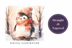 Christmas Tumbler Wrap, Watercolor Christmas Penguin Tumbler Product Image 3