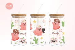 Cowboy Pink Ghost Can Glass Wrap PNG Libbey glass Halloween Product Image 3