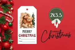 Winter Gift Tag Printable, Cartoon Christmas Girl PNG Product Image 3