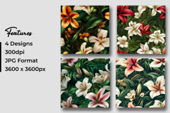 Lily Flowers with Green Leaves Digital Paper Product Image 3