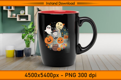 Cute Ghost and Witch Halloween Night Scene PNG Product Image 3