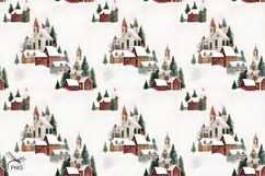 Old Christmas Town digital paper, background clipart Product Image 3