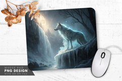 Enchanted Wolf at the Frozen Falls Mouse Pad PNG Design Product Image 1