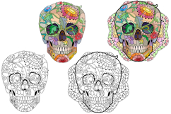 Decorative skulls and brains for coloring pages Product Image 2