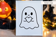 Cute Ghost Holding Heart SVG, Halloween Ghost SVG Product Image 3