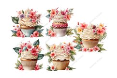 Tropical Floral Cupcake Clipart, Product Image 3