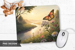 Butterfly Bliss in Nature's Embrace Mouse Pad PNG Design Product Image 1