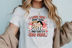 Cute Girl Hugging Cat I Love You More Than Sleep Design Product Image 3