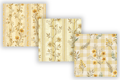 Butter Yellow Toile Digital Paper Pack, Vintage Floral Toile Product Image 3