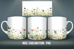 Wildflower Mug Sublimation PNG |Mug Wrap | Watercolor Flower Product Image 3