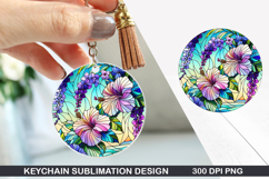 Flower Keychain Sublimation - Summer Keychain PNG Design Product Image 1