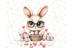 Cute Easter Bunny PNG, Spring Rabbit with Glasses Clipart Product Image 3