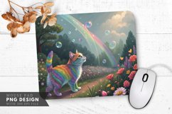 Enchanted Rainbow Cat Garden Mouse Pad PNG Design Product Image 1