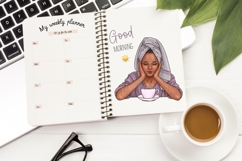 Morning girl clipart, coffee png, good morning illustration Product Image 4