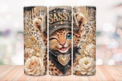 Sassy Leopard 20 OZ Skinny Tumbler Wrap Sublimation Png. Product Image 3