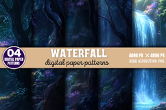 Waterfall Digital Paper Background PNG Product Image 1