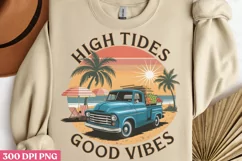 High Tides Good Vibes PNG, Vintage Summer Sublimation PNG Product Image 3